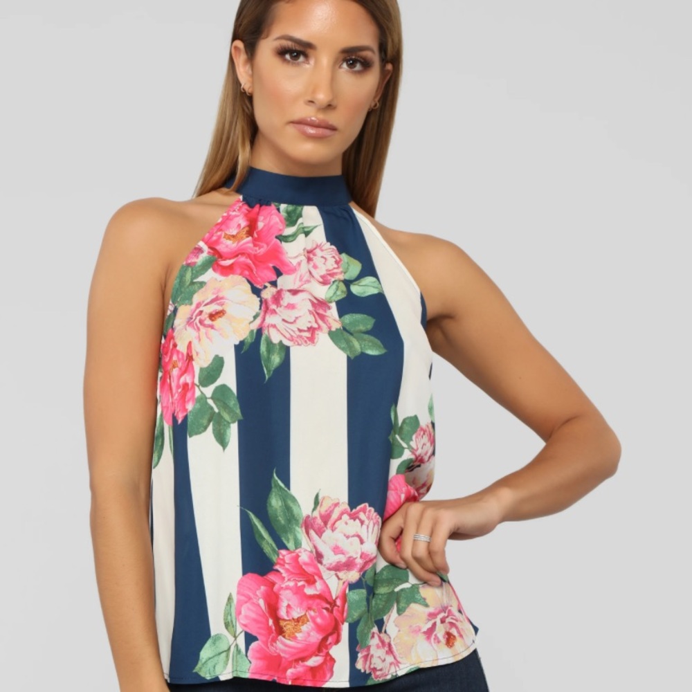 Floral and Stripe Halter top